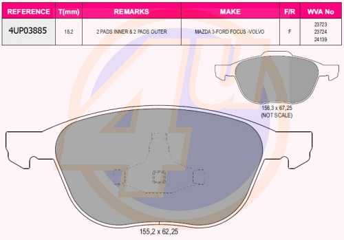Колодки пер FORD FOCUS C-MAX 1.6I-2.0TDCI. MAZDA 3 1.4I-2.0CRDT 03- <b>4U 4UP03885</b> - изображение Колодки пер FORD FOCUS C-MAX 1.6I-2.0TDCI. MAZDA 3 1.4I-2.0CRDT 03- <b>4U 4UP03885</b> - изображение