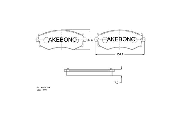 Колодки тормозные дисковые передние подходят для Nissan Sentra 00-06 <b>AKEBONO AN-262WK</b> - изображение