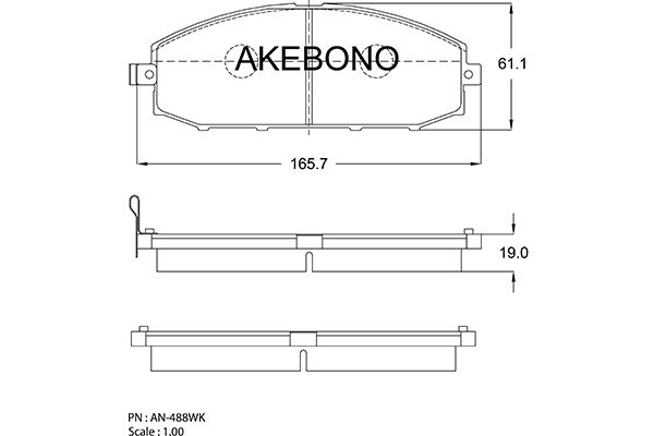 Колодки тормозные дисковые подходят для NISSAN PATROL GR II (Y61) <b>AKEBONO AN-488WK</b> - изображение