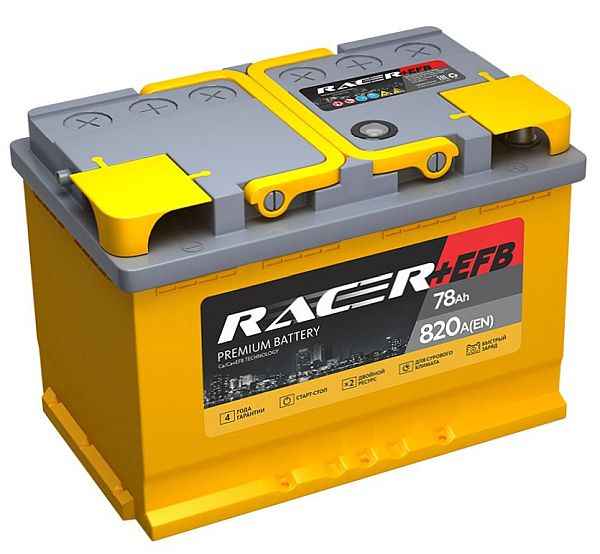 Аккумулятор ширококлеммный оп (L -+) 78Ач RACER +EFB 78 (L3.0) - изображение
