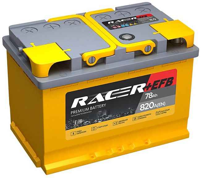 Аккумулятор ширококлеммный пп (R +-) 78Ач RACER +EFB 78 (L3.1) - изображение
