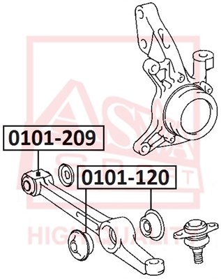 Сайлентблок, рычаг независимой подвески колеса <b>ASVA 0101120</b> - изображение