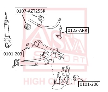 Сайлентблок, рычаг независимой подвески колеса <b>ASVA 0101206</b> - изображение