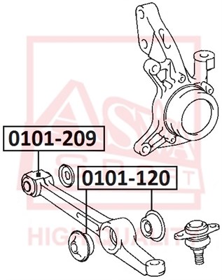 Сайлентблок, рычаг независимой подвески колеса <b>ASVA 0101209</b> - изображение