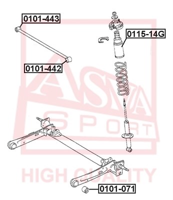 Сайлентблок, рычаг независимой подвески колеса <b>ASVA 0101443</b> - изображение