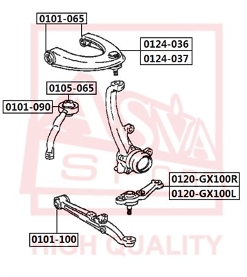 Ремонтный комплект, несущие / направляющие шарниры <b>ASVA 0105065</b> - изображение