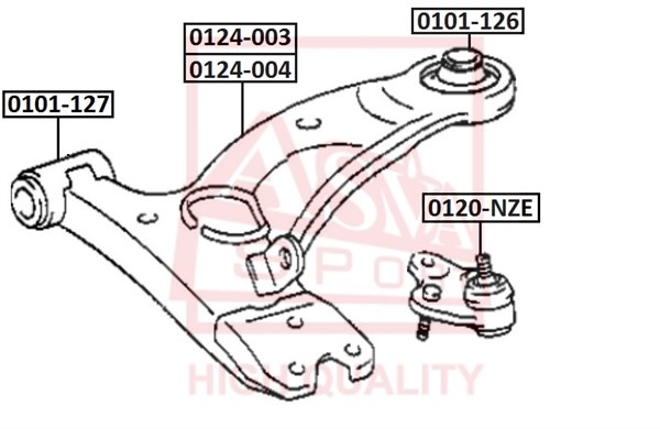 Рычаг независимой подвески колеса, подвеска колеса <b>ASVA 0124003</b> - изображение Рычаг независимой подвески колеса, подвеска колеса <b>ASVA 0124003</b> - изображение