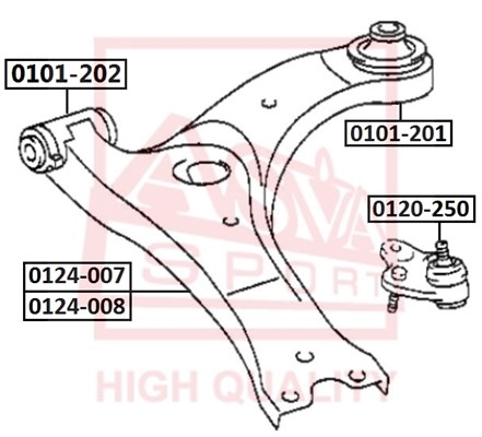 Рычаг независимой подвески колеса, подвеска колеса <b>ASVA 0124008</b> - изображение