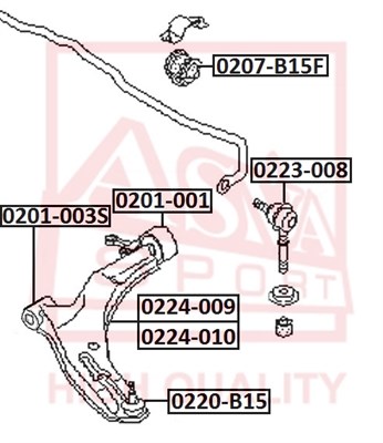 Сайленблок переднего рычага задний без кронштейна 0201-001 <b>ASVA 0201001</b> - изображение