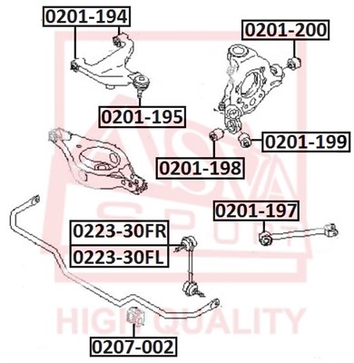 Сайлентблок, рычаг независимой подвески колеса <b>ASVA 0201198</b> - изображение