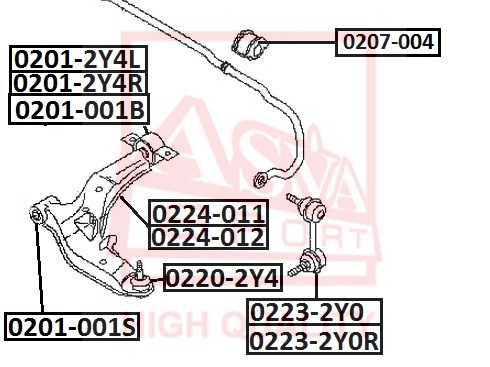 Сайлентблок, рычаг независимой подвески колеса <b>ASVA 02012Y4L</b> - изображение