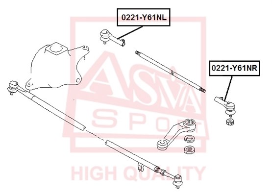 Наконечник поперечной рулевой тяги <b>ASVA 0221Y61NL</b> - изображение