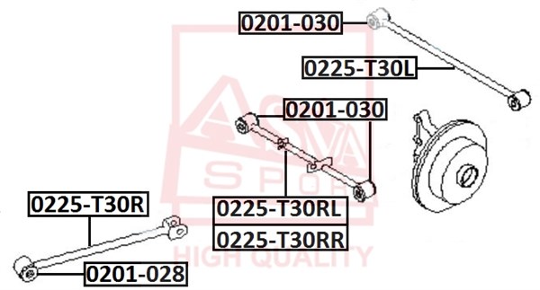 Рычаг независимой подвески колеса, подвеска колеса <b>ASVA 0225T30L</b> - изображение
