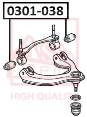 Сайлентблок, рычаг независимой подвески колеса <b>ASVA 0301038</b> - изображение