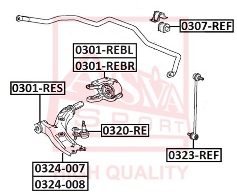 Сайлентблок, рычаг независимой подвески колеса <b>ASVA 0301REBL</b> - изображение