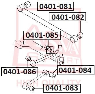 Сайлентблок, рычаг независимой подвески колеса <b>ASVA 0401084</b> - изображение Сайлентблок, рычаг независимой подвески колеса <b>ASVA 0401084</b> - изображение