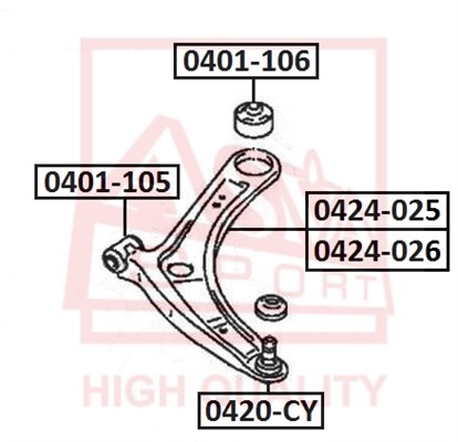 Рычаг независимой подвески колеса, подвеска колеса <b>ASVA 0424025</b> - изображение Рычаг независимой подвески колеса, подвеска колеса <b>ASVA 0424025</b> - изображение