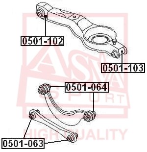 Сайлентблок, рычаг независимой подвески колеса <b>ASVA 0501102</b> - изображение