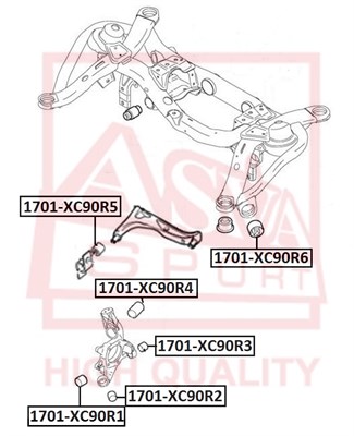 Сайлентблок, рычаг независимой подвески колеса <b>ASVA 1701XC90R2</b> - изображение