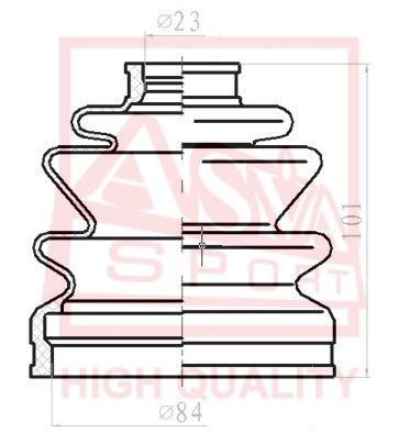 Пыльник шрус O/B (23x85x98) комплект [12] <b>ASVA ASBT2126</b> - изображение