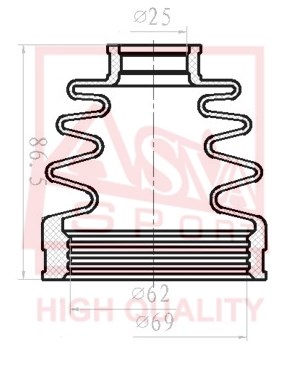 Пыльник шрус IB (25x73x85) комплект 12 <b>ASVA ASBTINCY3</b> - изображение