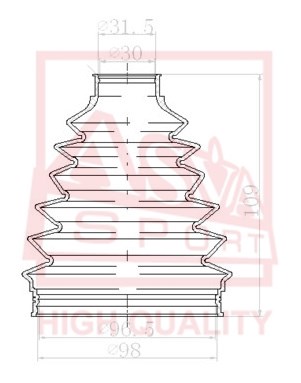 Пыльник шрус O/B (31x101x109) комплект [12] <b>ASVA ASBTLC200</b> - изображение