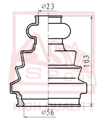 Пыльник шрус I/B (23x57x103) комплект [12] <b>ASVA ASBTT5M1</b> - изображение