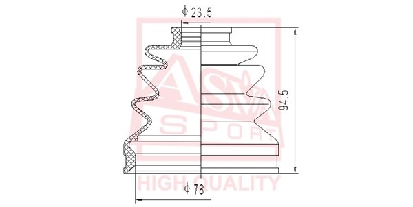 Пыльник шрус O/B (23x76x98) комплект [12] <b>ASVA ASBTTRB</b> - изображение