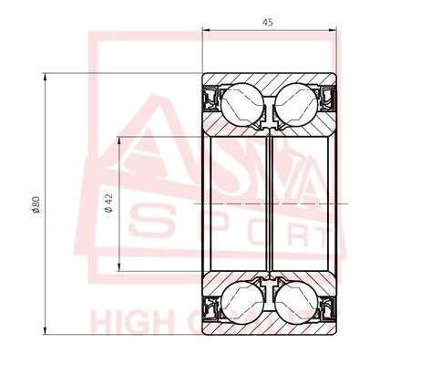 Подшипник ступичный передний C ABS <b>ASVA DACM42800045</b> - изображение