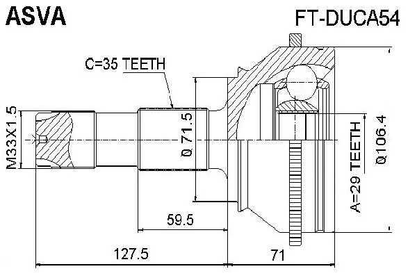 Шрус наружный 29x71.6x35 [12] <b>ASVA FTDUCA54</b> - изображение