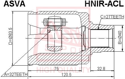 Шрус внутренний правый 32X40X25 [12] <b>ASVA HNIRACL</b> - изображение