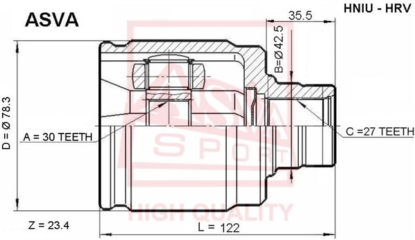 Шрус внутренний 30X42.5X27 HONDA HR-V CR-V RD1 [12] <b>ASVA HNIUHRV</b> - изображение