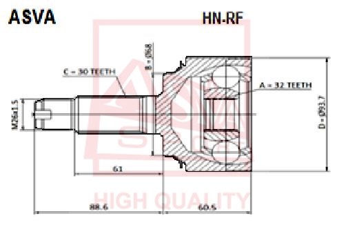 Шрус наружный 30х69х32 <b>ASVA HNRF</b> - изображение Шрус наружный 30х69х32 <b>ASVA HNRF</b> - изображение