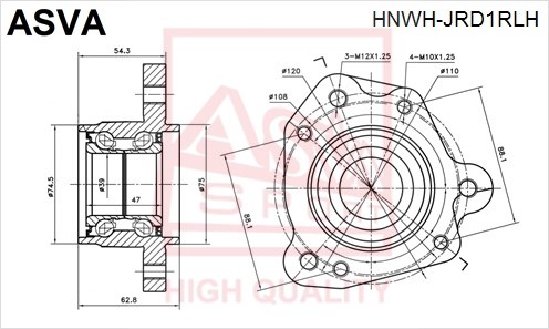 Ступица 12 <b>ASVA HNWHJRD1RLH</b> - изображение