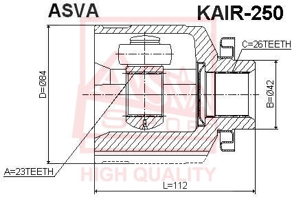 Шрус внутренний правый 23x42x26 12 <b>ASVA KAIR250</b> - изображение Шрус внутренний правый 23x42x26 12 <b>ASVA KAIR250</b> - изображение
