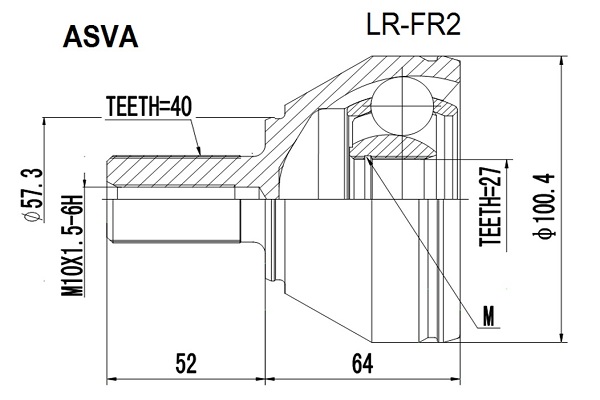 Шрус наружный 27x57,5x40 12 <b>ASVA LRFR2</b> - изображение Шрус наружный 27x57,5x40 12 <b>ASVA LRFR2</b> - изображение