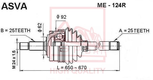 Шрус наружный <b>ASVA ME124R</b> - изображение