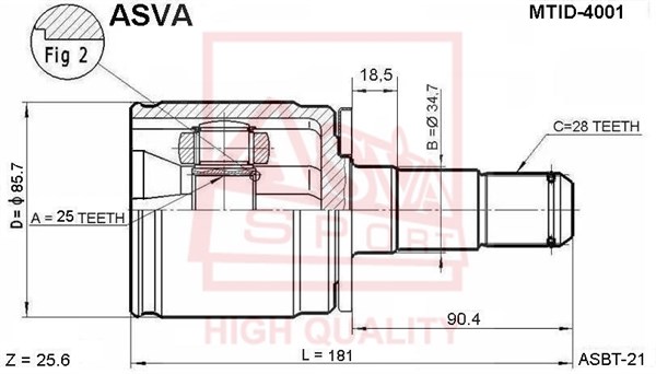 Внутр. шрус [12] <b>ASVA MTID4001</b> - изображение