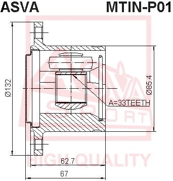 Шрус внутренний правый 33x132 [12] <b>ASVA MTINP01</b> - изображение