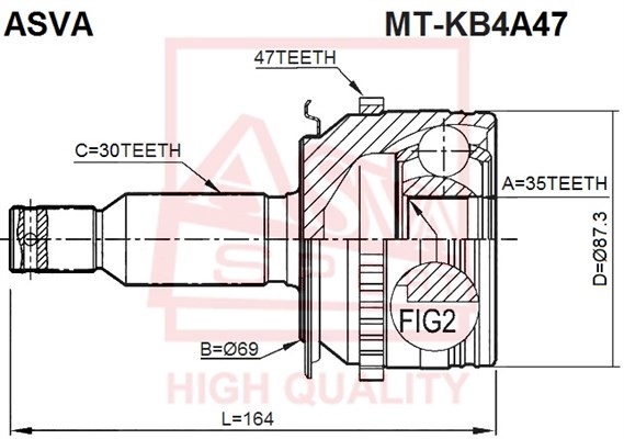 Шрус наружный 35X69X30 <b>ASVA MTKB4A47</b> - изображение