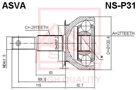 Шрус наружный 27x67.2x29 [12] <b>ASVA NSP31</b> - изображение