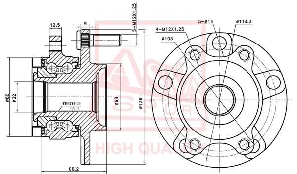 Ступица передняя 12 <b>ASVA NSWHJ10F</b> - изображение