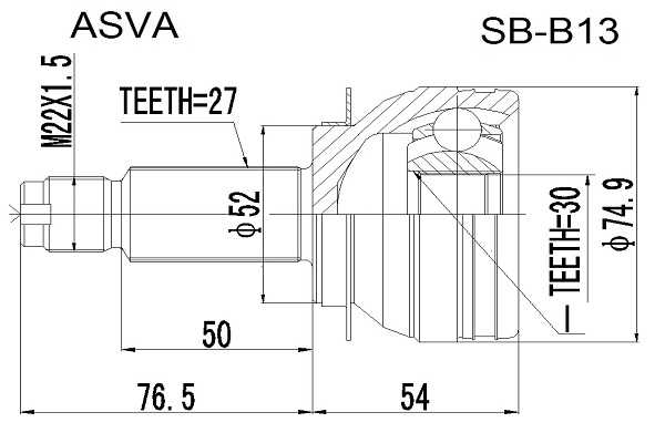 Шрус наружный 30x52x27 12 <b>ASVA SBB13</b> - изображение