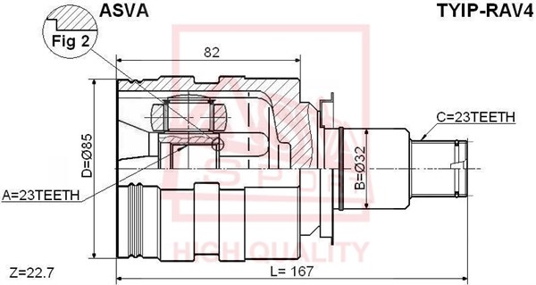 Шрус внутренний правый 23x32x23 [12] <b>ASVA TYIPRAV4</b> - изображение