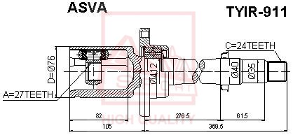 Шрус внутренний правый 24x40x24 12 <b>ASVA TYIR911</b> - изображение