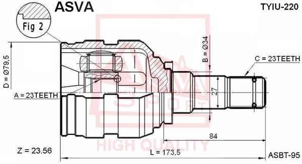 Шрус внутренний 23x34x23 (TOYO [12] <b>ASVA TYIU220</b> - изображение