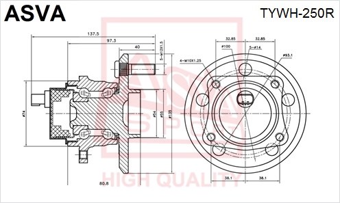 Ступица 12 <b>ASVA TYWH250R</b> - изображение