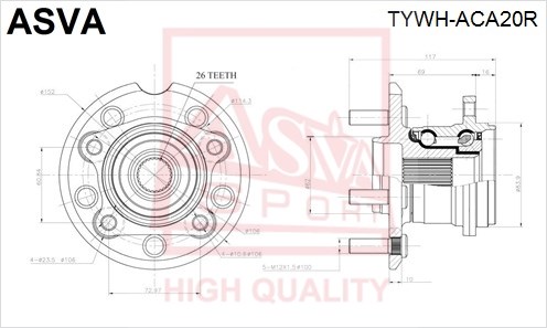 Ступица 12 <b>ASVA TYWHACA20R</b> - изображение