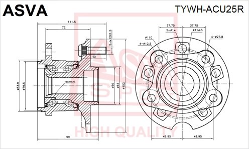 Ступица [12] <b>ASVA TYWHACU25R</b> - изображение