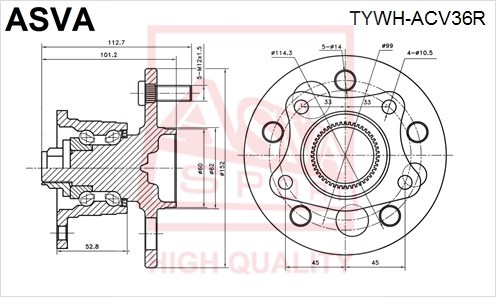 Ступица 12 <b>ASVA TYWHACV36R</b> - изображение
